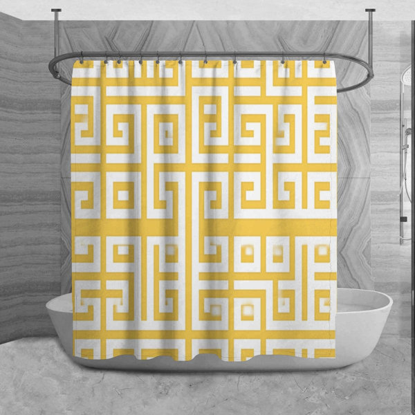 Bless international Greek Key Shower Curtain Pattern Bathroom Decor